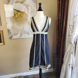 R&J Couture ~ Black Dress w/ Tan Lace Trim ~ Size Small